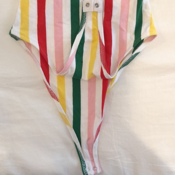 Bershka multicolour stripe sleeveless bodysuit. Size XS. NWT. - Picture 3 of 9